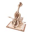 RoboTime 3D dřevěná skládačka hrací skříňky Kouzelné violoncello barevné (mechanický pohon)